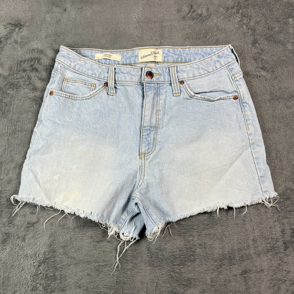 Universal Thread Vintage Midi Shorts Womens 8/29R Blue Denim Frayed Hem Cotton